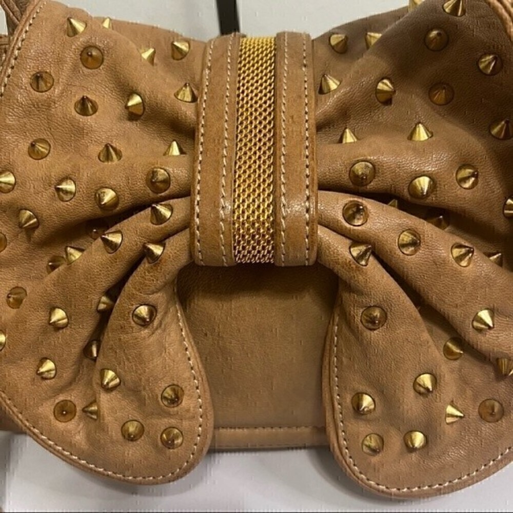 3.1 Phillip Lim Women's Brown Gold Edie Bow Bag Leather Purse Studded Bow Flap - Picture 4 of 12